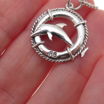 925 Sterling Silver Dolphin Cable Chain Necklace 18"