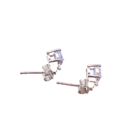 Chuck Clemency 925 Sterling Silver Real Tanzanite & White Topaz Stud Earrings