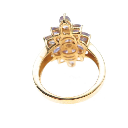 Chuck Clemency 925 Sterling Gold Plated Real Diamond & Tanzanite Ring Size 5