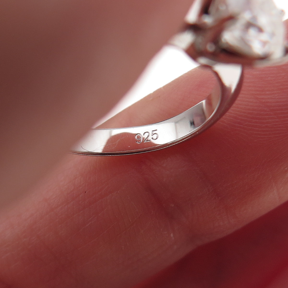 925 Sterling Silver Round-Cut Moissanite Engagement Ring Size 5.5