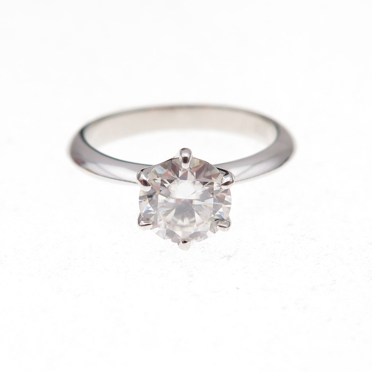 925 Sterling Silver Round-Cut Moissanite Engagement Ring Size 5.5