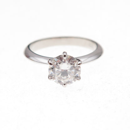925 Sterling Silver Round-Cut Moissanite Engagement Ring Size 5.5