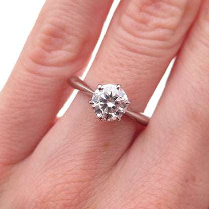925 Sterling Silver Round-Cut Moissanite Engagement Ring Size 5.5