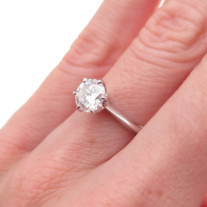 925 Sterling Silver Round-Cut Moissanite Engagement Ring Size 5.5