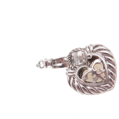 Judith Ripka 925 Sterling Silver Real Smoky Quartz Heart Charm Pendant