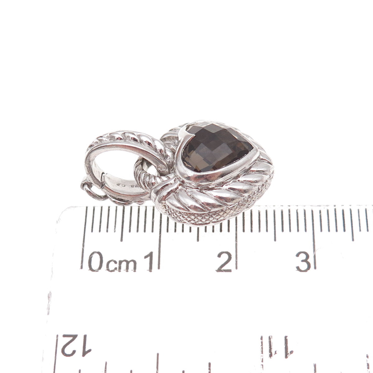 Judith Ripka 925 Sterling Silver Real Smoky Quartz Heart Charm Pendant