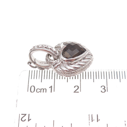 Judith Ripka 925 Sterling Silver Real Smoky Quartz Heart Charm Pendant