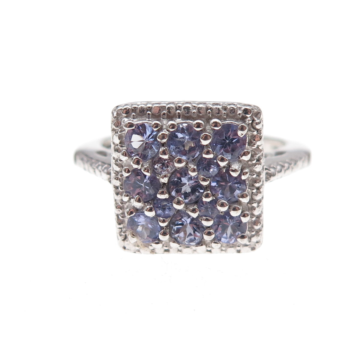 Chuck Clemency 925 Sterling Silver Real Round-Cut Tanzanite Ring Size 7