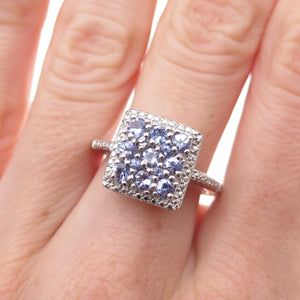Chuck Clemency 925 Sterling Silver Real Round-Cut Tanzanite Ring Size 7