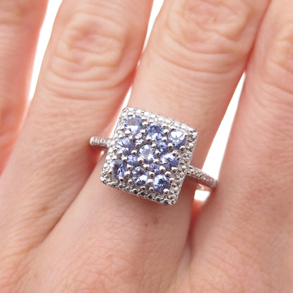 Chuck Clemency 925 Sterling Silver Real Round-Cut Tanzanite Ring Size 7