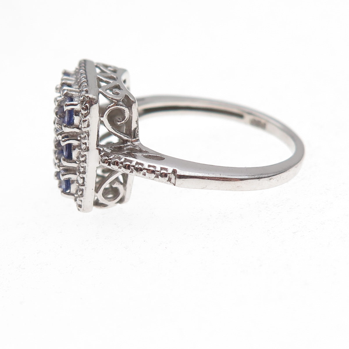 Chuck Clemency 925 Sterling Silver Real Round-Cut Tanzanite Ring Size 7
