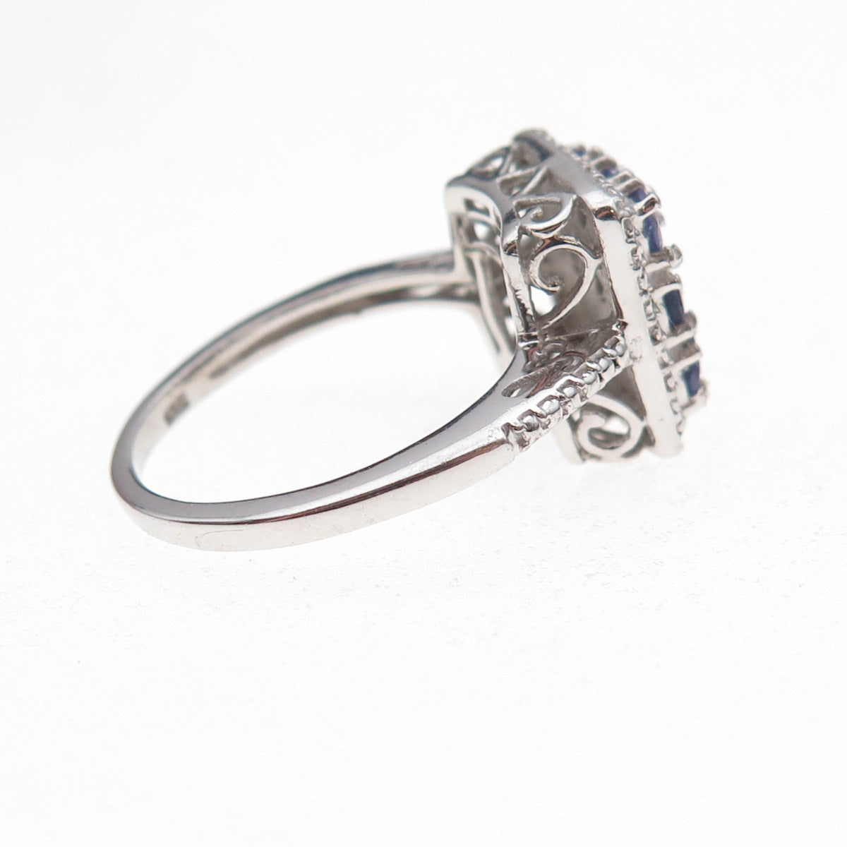 Chuck Clemency 925 Sterling Silver Real Round-Cut Tanzanite Ring Size 7