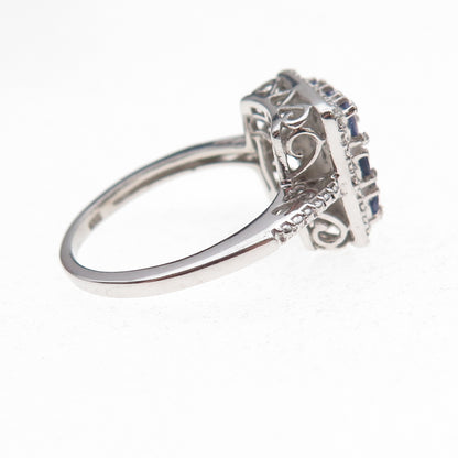 Chuck Clemency 925 Sterling Silver Real Round-Cut Tanzanite Ring Size 7
