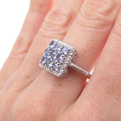 Chuck Clemency 925 Sterling Silver Real Round-Cut Tanzanite Ring Size 7