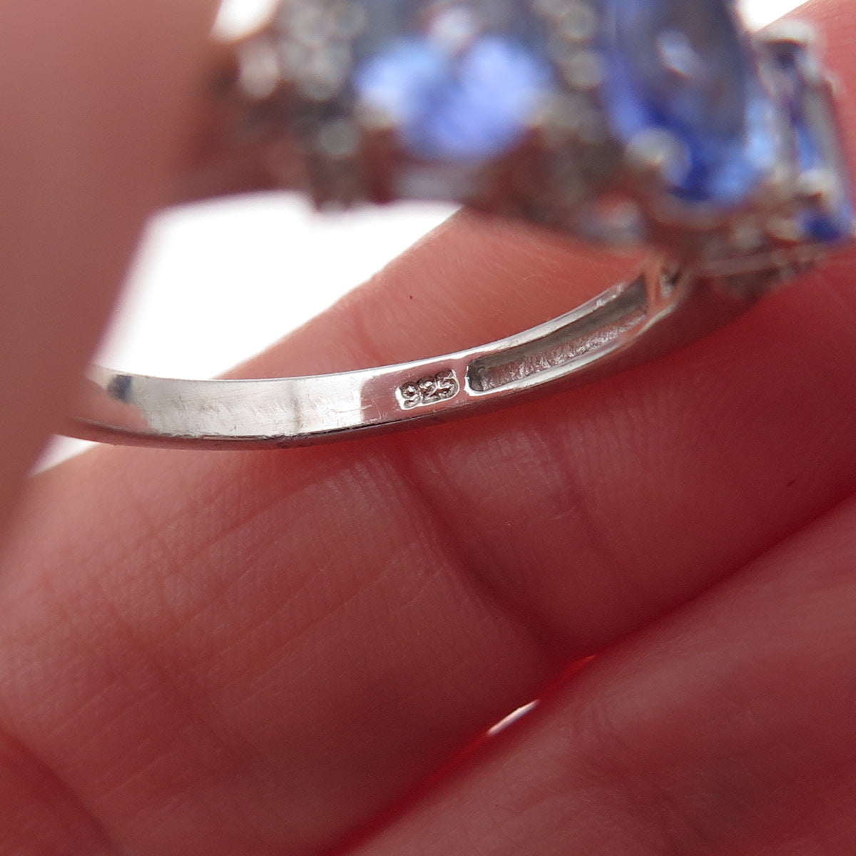 Chuck Clemency 925 Sterling Silver Real Tanzanite & White Topaz Ring Size 8