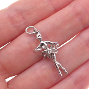 925 Sterling Silver Vintage Ballerina 3D Charm Pendant