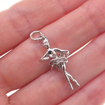 925 Sterling Silver Vintage Ballerina 3D Charm Pendant