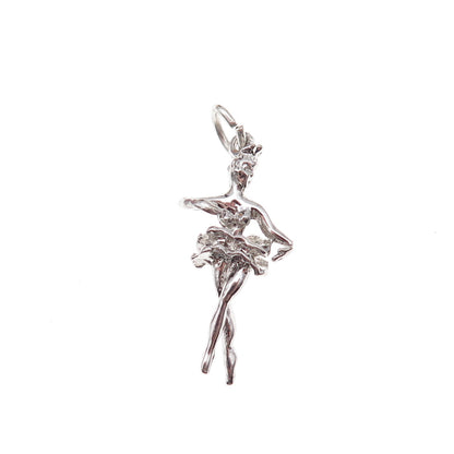 925 Sterling Silver Vintage Ballerina 3D Charm Pendant