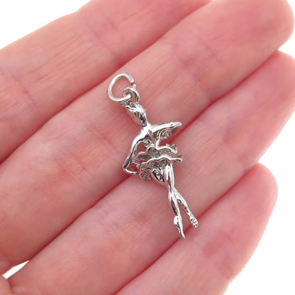 925 Sterling Silver Vintage Ballerina 3D Charm Pendant
