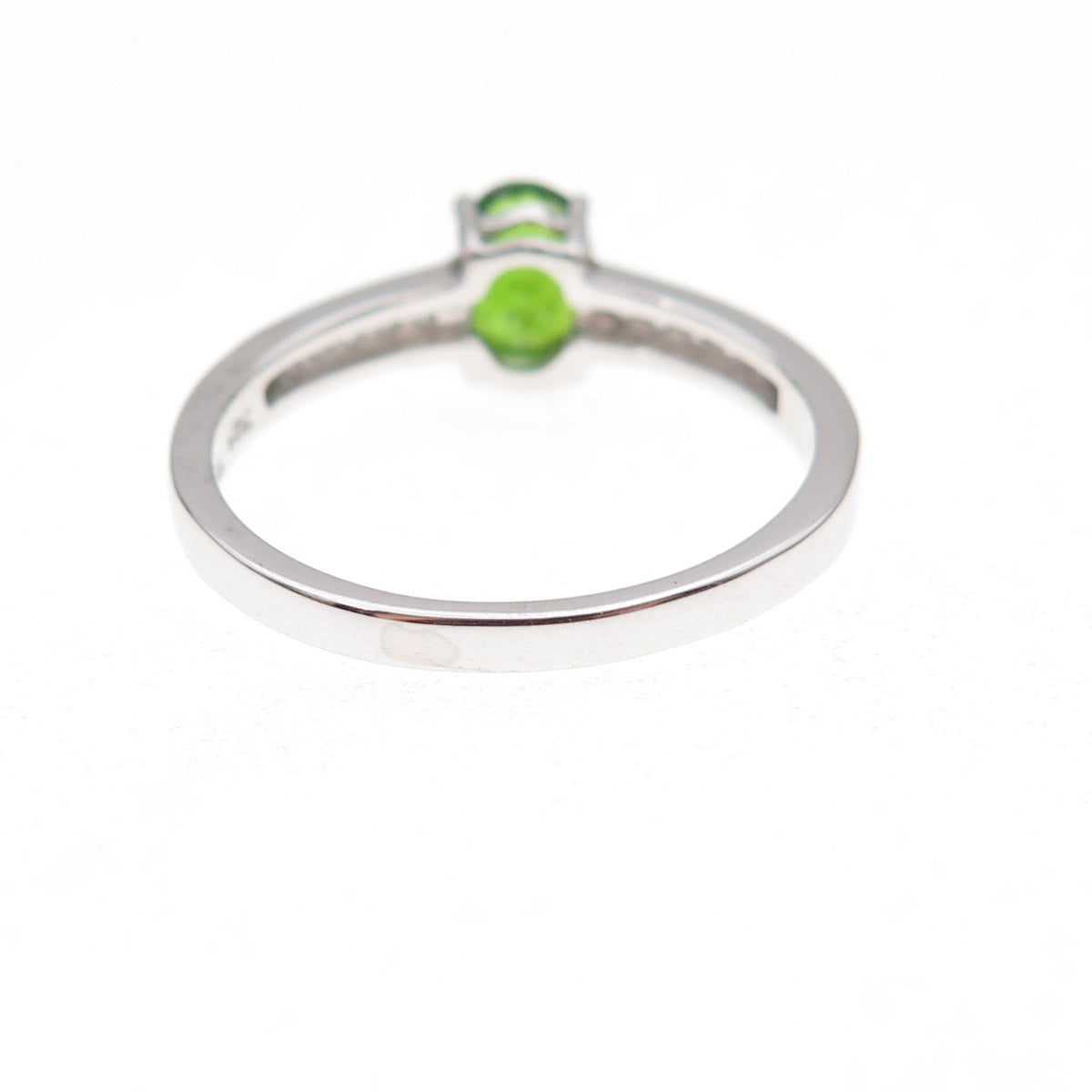 925 Sterling Silver Real Peridot & White Topaz Ring Size 8