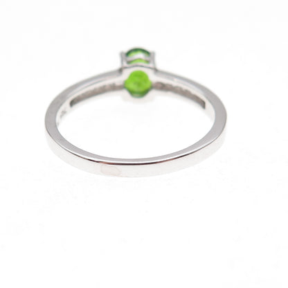 925 Sterling Silver Real Peridot & White Topaz Ring Size 8