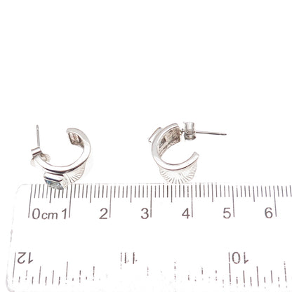 Joseph Esposito 925 Sterling Silver Vintage Real Blue Topaz Hoop Earrings