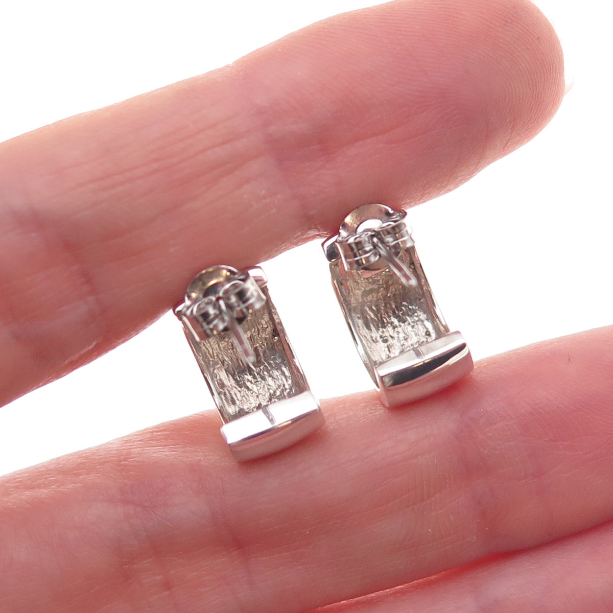 Joseph Esposito 925 Sterling Silver Vintage Real Blue Topaz Hoop Earrings