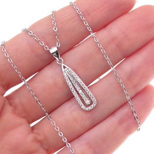 925 Sterling Silver Round-Cut C Z Teardrop Cable Chain Necklace 18"