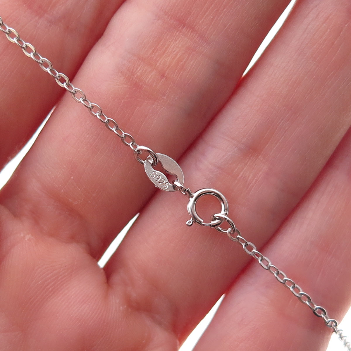925 Sterling Silver Round-Cut C Z Teardrop Cable Chain Necklace 18"