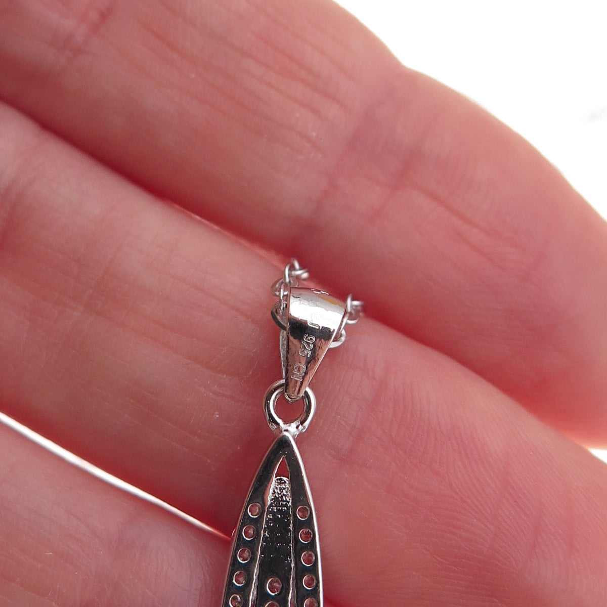 925 Sterling Silver Round-Cut C Z Teardrop Cable Chain Necklace 18"