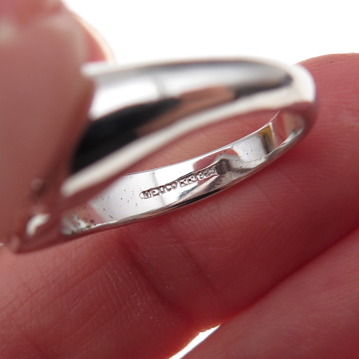 925 Sterling Silver Mexico Real Round-Cut Diamond Heart Signet Ring Size 7