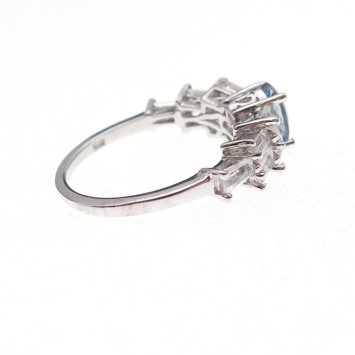 Chuck Clemency 925 Sterling Silver Real Iolite & White Topaz Ring Size 8.25