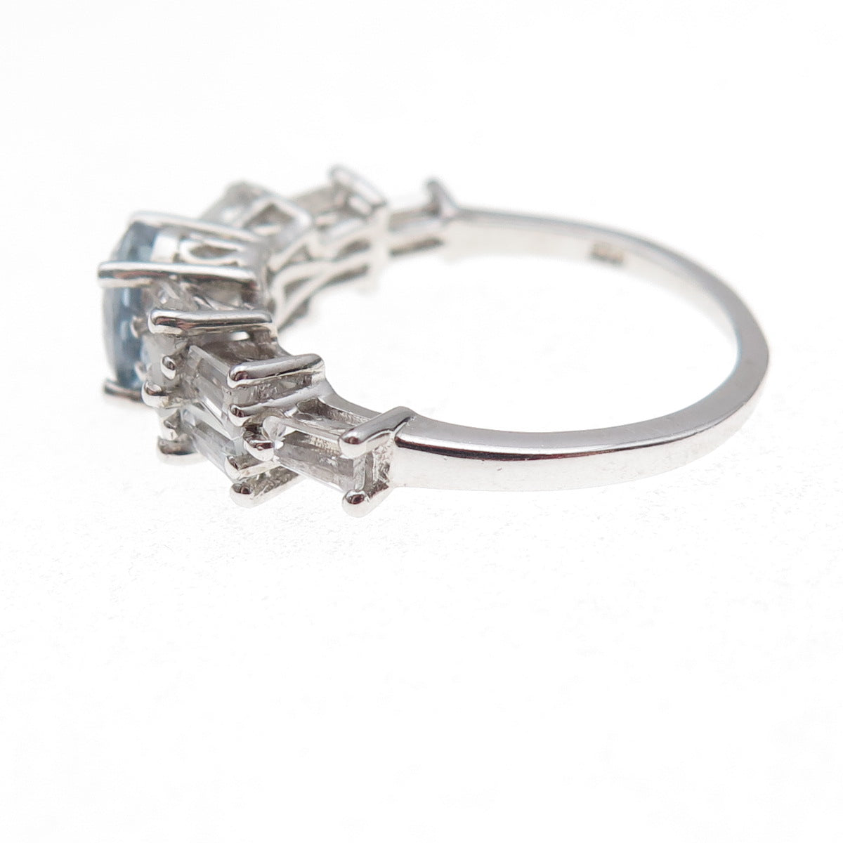 Chuck Clemency 925 Sterling Silver Real Iolite & White Topaz Ring Size 8.25