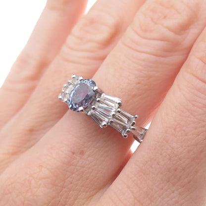 Chuck Clemency 925 Sterling Silver Real Iolite & White Topaz Ring Size 8.25