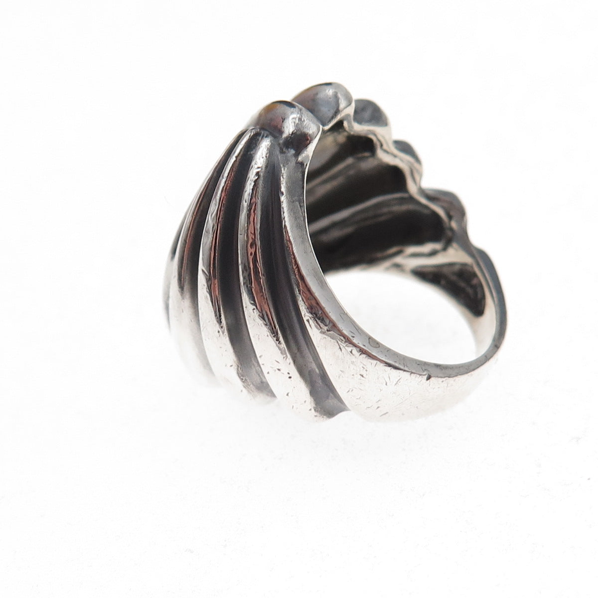 925 Sterling Silver Vintage Modernist Oxidized Ring Size 5.75