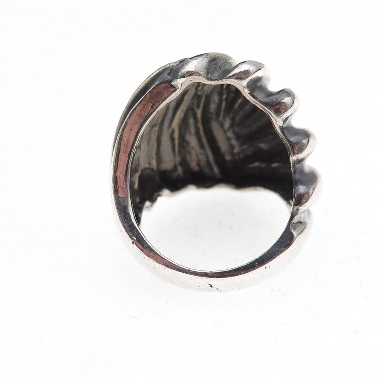925 Sterling Silver Vintage Modernist Oxidized Ring Size 5.75