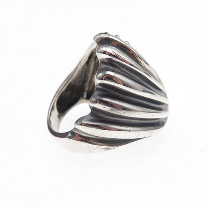 925 Sterling Silver Vintage Modernist Oxidized Ring Size 5.75