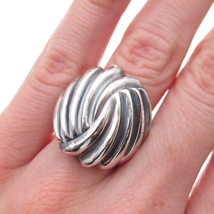 925 Sterling Silver Vintage Modernist Oxidized Ring Size 5.75