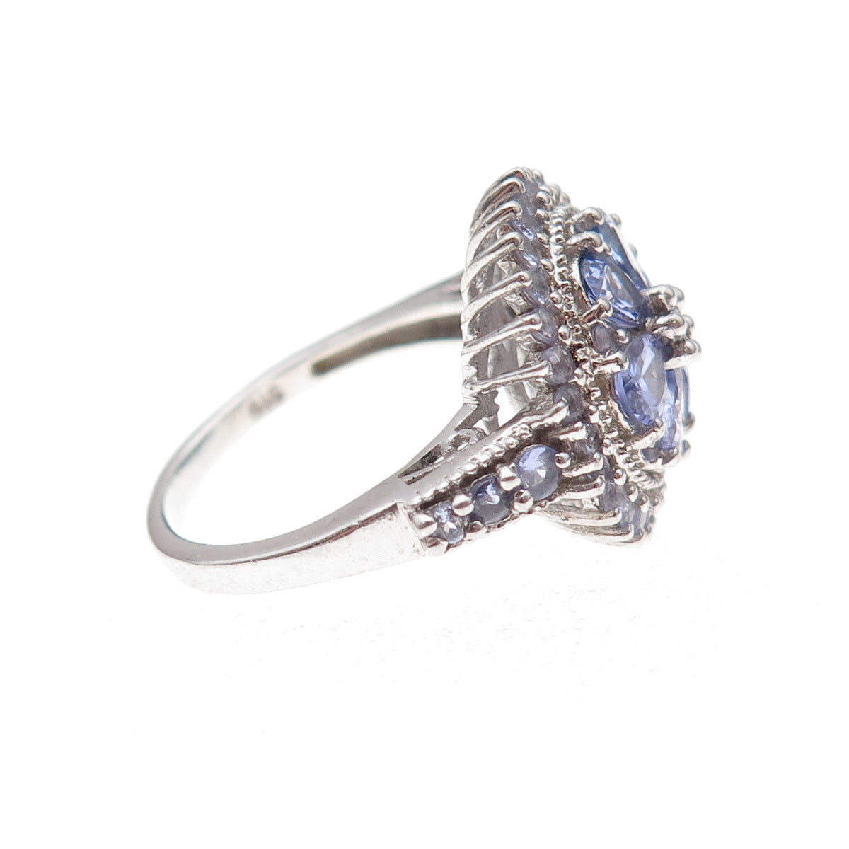 Chuck Clemency 925 Sterling Silver Real Pear & Round-Cut Tanzanite Ring Size 8