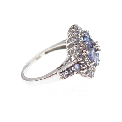 Chuck Clemency 925 Sterling Silver Real Pear & Round-Cut Tanzanite Ring Size 8