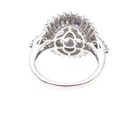 Chuck Clemency 925 Sterling Silver Real Pear & Round-Cut Tanzanite Ring Size 8