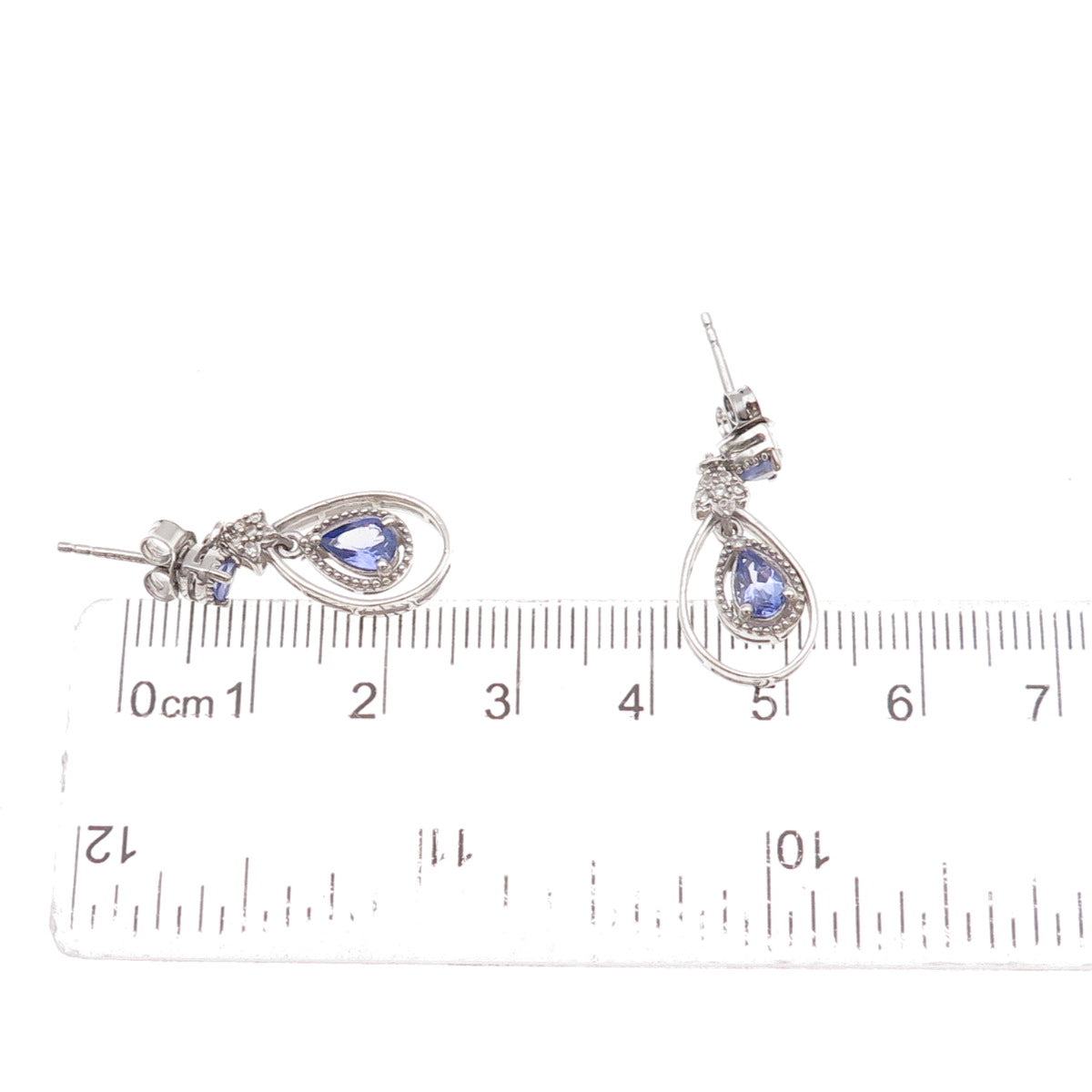 Chuck Clemency Sterling Silver Real Tanzanite & White Topaz Teardrop Earrings