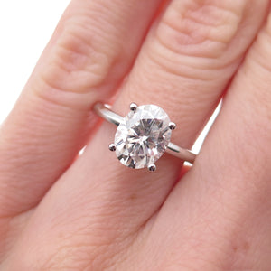 925 Sterling Silver Oval-Cut Moissanite Engagement Ring Size 5.5