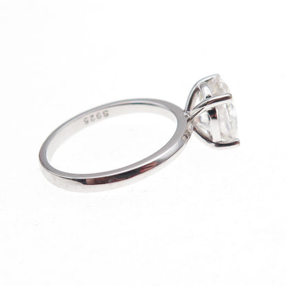 925 Sterling Silver Oval-Cut Moissanite Engagement Ring Size 5.5