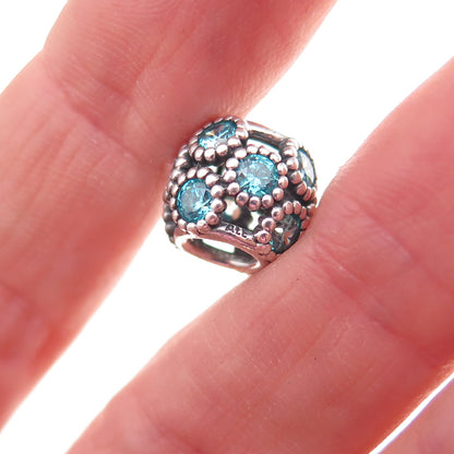 Pandora 925 Sterling Silver Blue C Z Studded Lights Slide Bead Charm