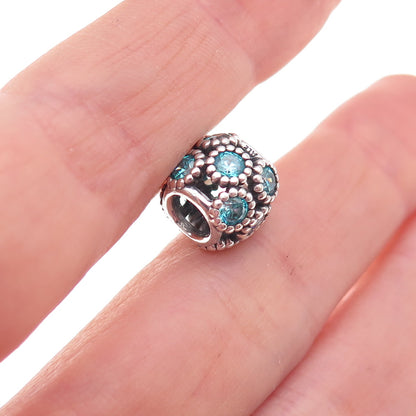 Pandora 925 Sterling Silver Blue C Z Studded Lights Slide Bead Charm
