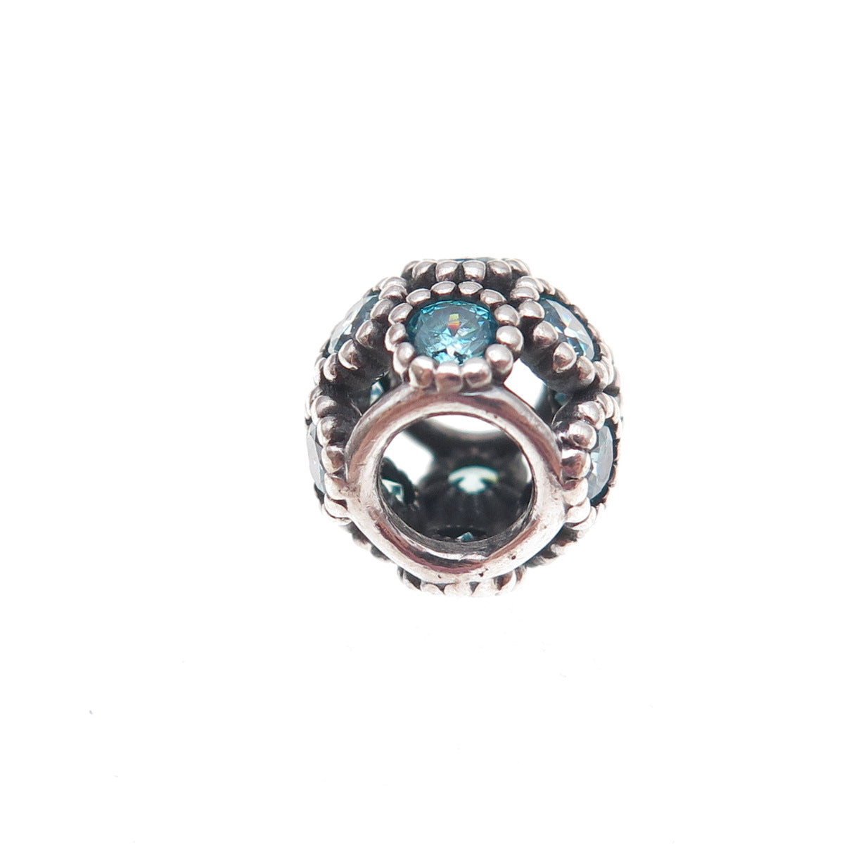 Pandora 925 Sterling Silver Blue C Z Studded Lights Slide Bead Charm