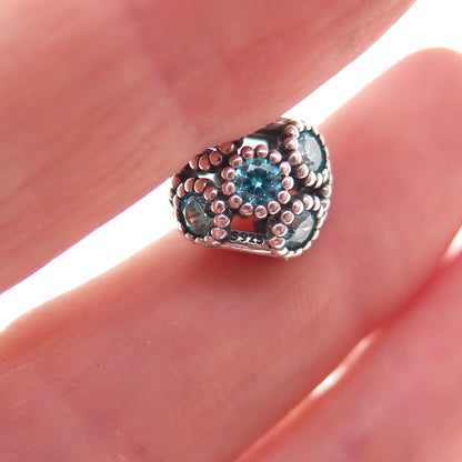 Pandora 925 Sterling Silver Blue C Z Studded Lights Slide Bead Charm