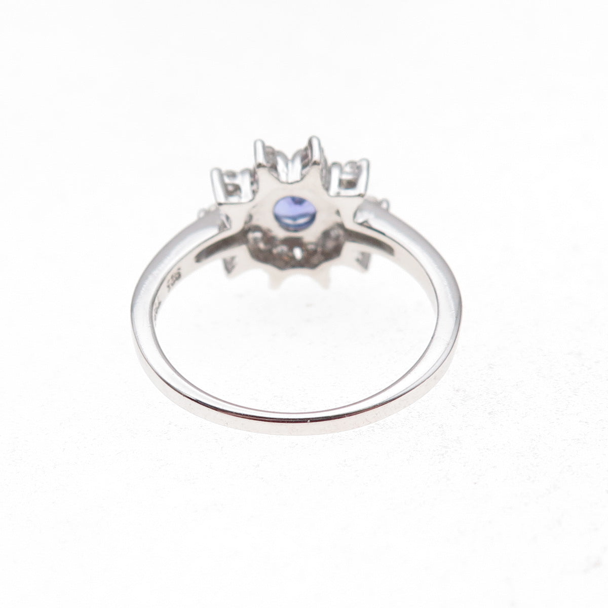 925 Sterling Silver Real Round-Cut Tanzanite & White Topaz Floral Ring Size 8