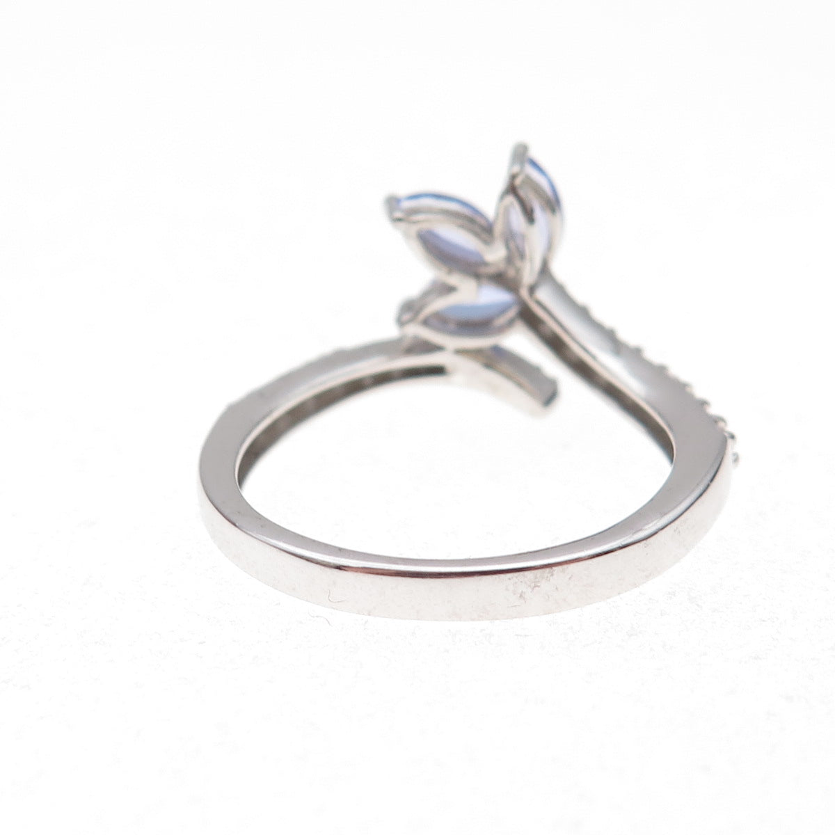 Chuck Clemency 925 Sterling Silver Real Tanzanite & White Topaz Ring Size 8
